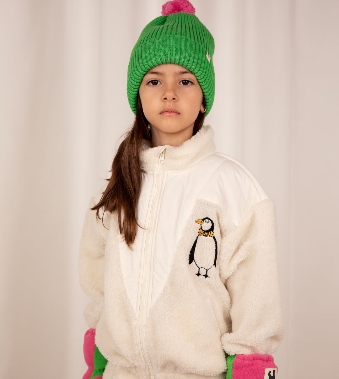 Penguin Pile Zip Cardigan by Mini Rodini