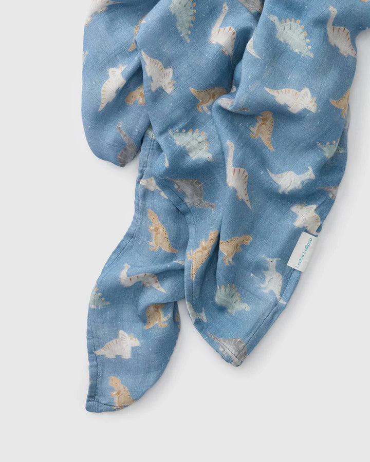 Muslin Swaddle - Dinosaur Stomp by Loulou Lollipop