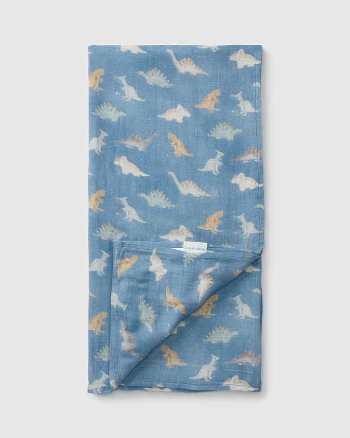 Muslin Swaddle - Dinosaur Stomp by Loulou Lollipop