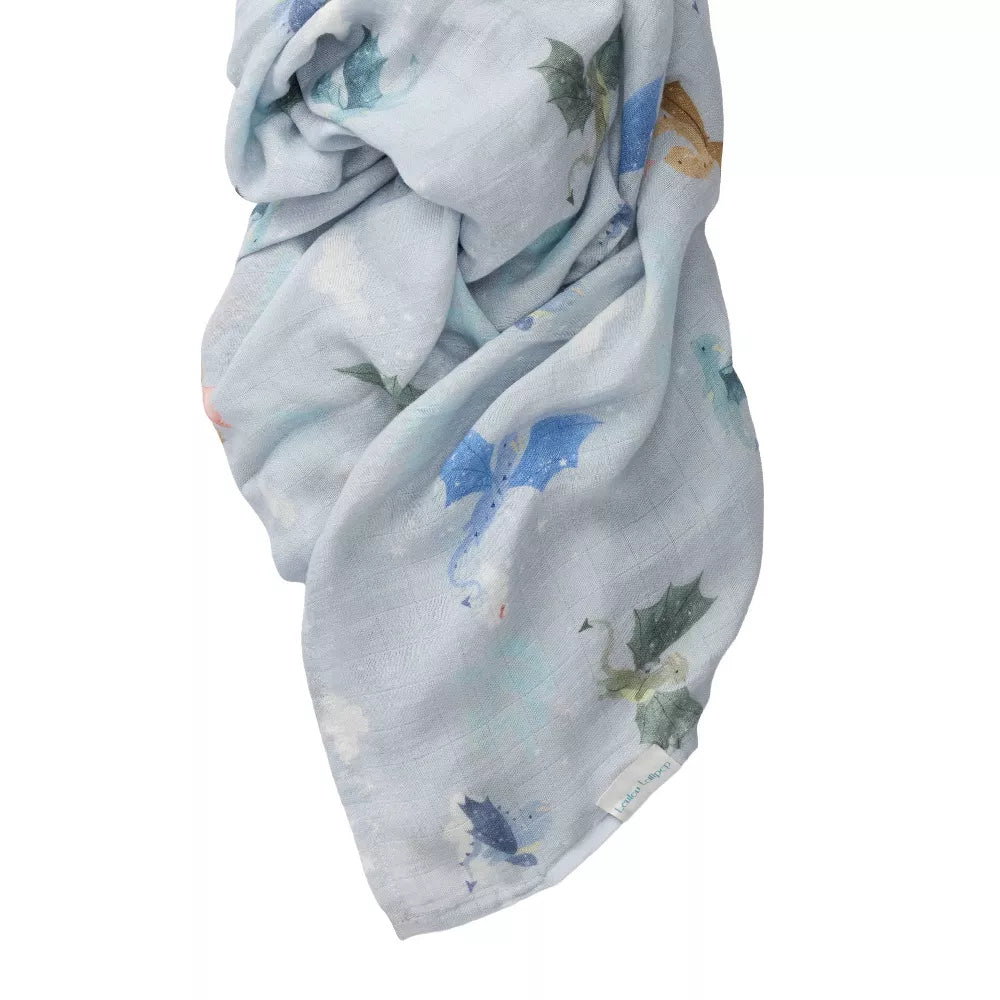 Muslin Swaddle - Magical Dragons by Loulou Lollipop