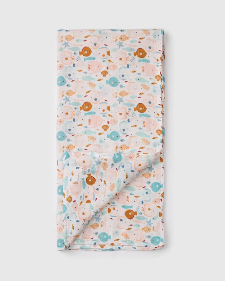 Muslin Swaddle - Sun Kissed Shoal by Loulou Lollipop