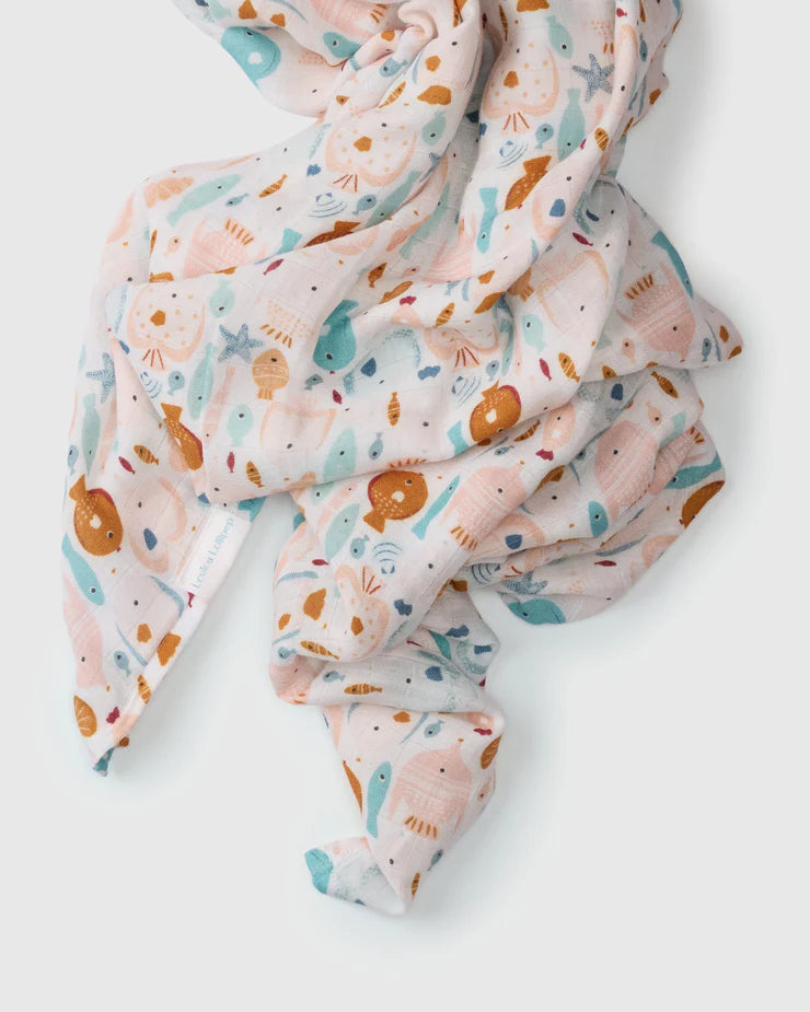 Muslin Swaddle - Sun Kissed Shoal by Loulou Lollipop