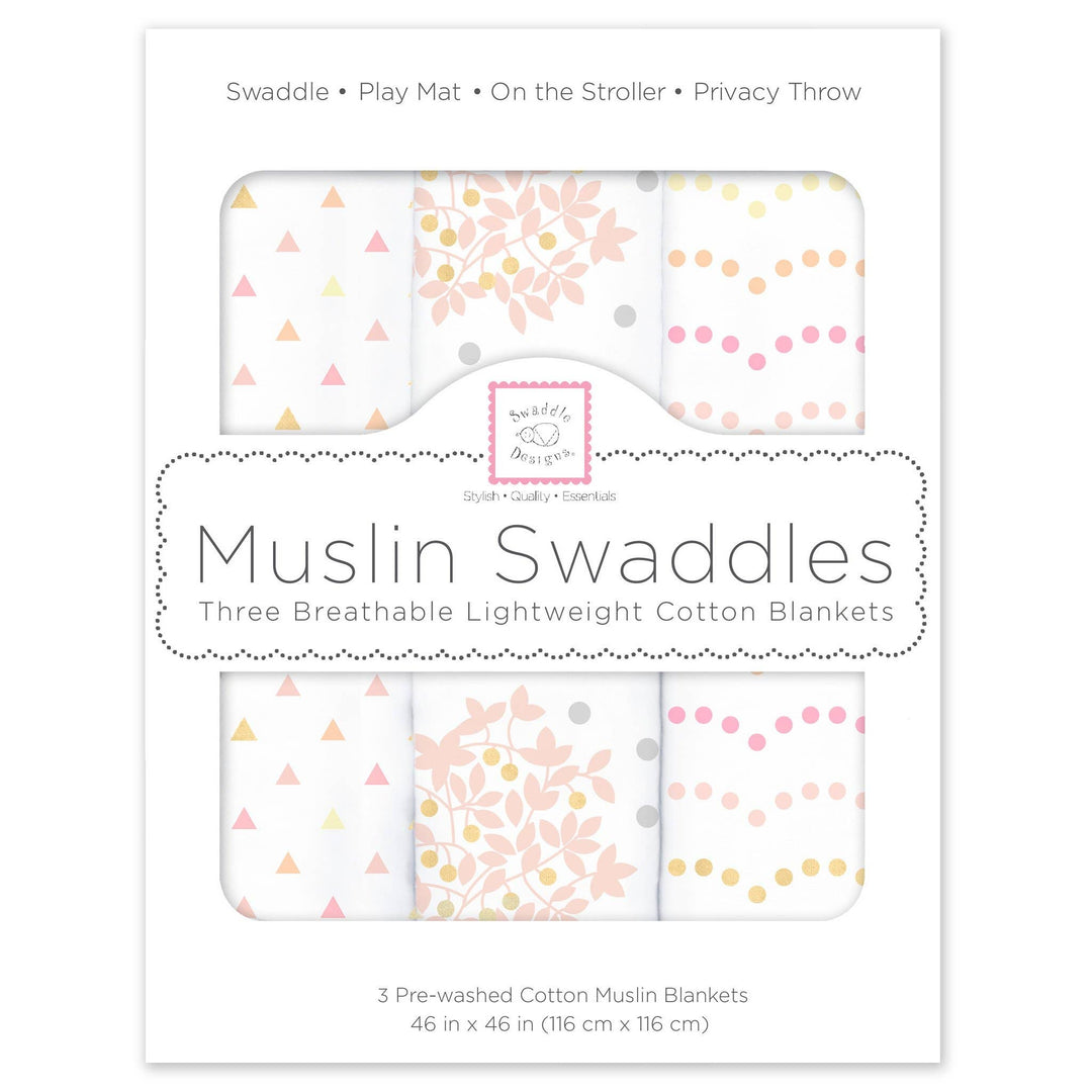 Muslin Swaddle Blankets (Set of 3) - Floral