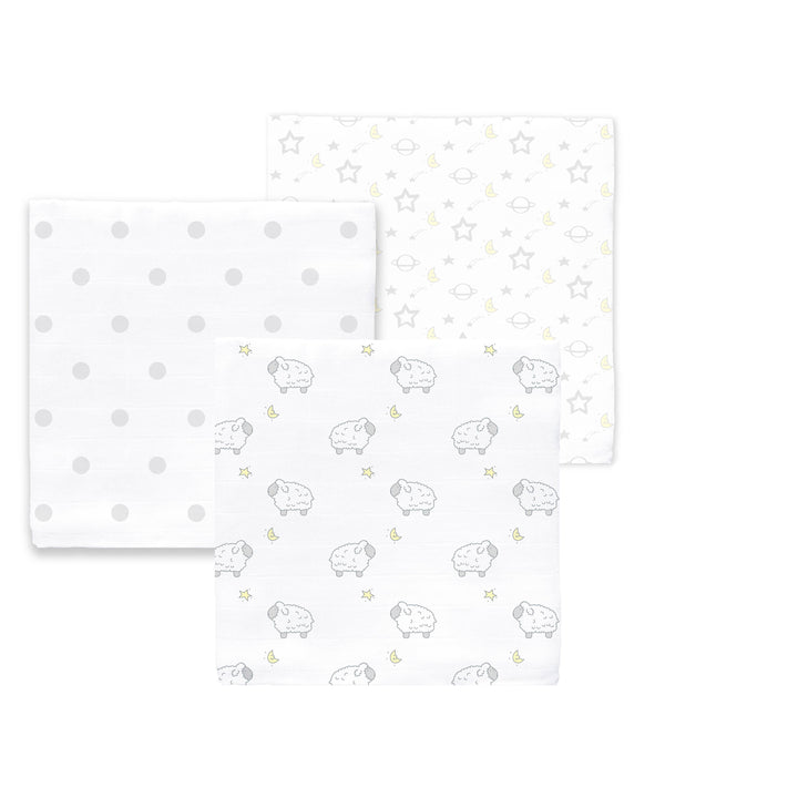 Muslin Swaddle Blankets (Set of 3) - Little Lambs