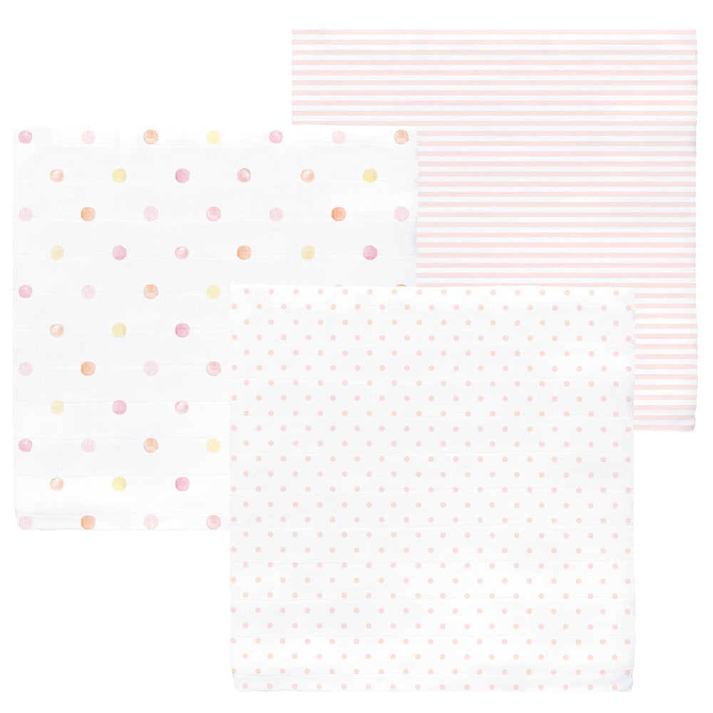 Muslin Swaddle Blankets (Set of 3) - Pink Party