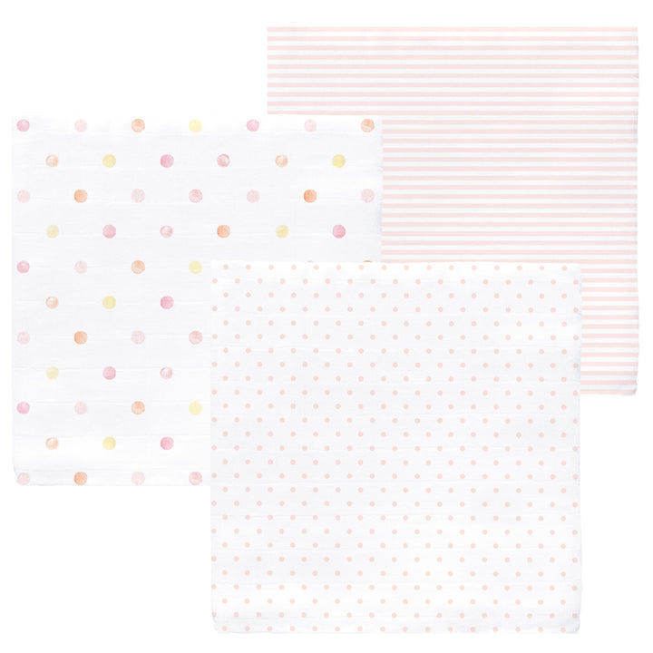 Muslin Swaddle Blankets (Set of 3) - Pink Party