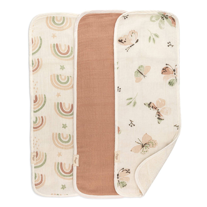 Parker 3-pc. Baby Burp Cloth Set - Rainbow/Butterfly