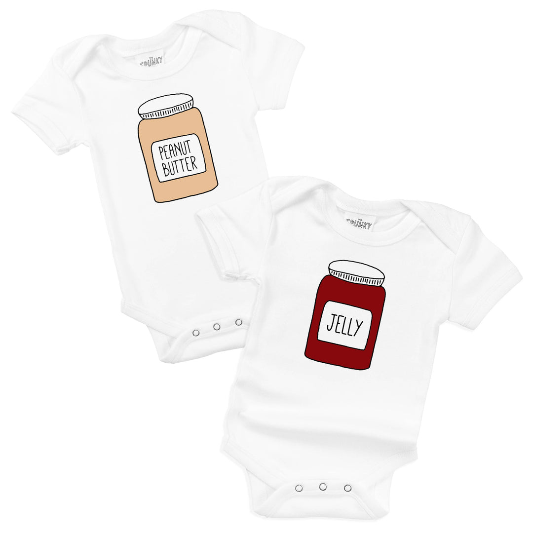 Peanut Butter &amp; Jelly Baby Bodysuit Shirt Twin Se by Spunky Stork