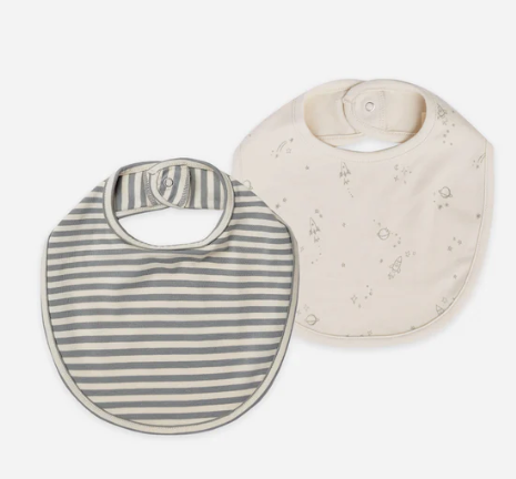 Space and Sea Stripe Bib Set  by Quincy Mae