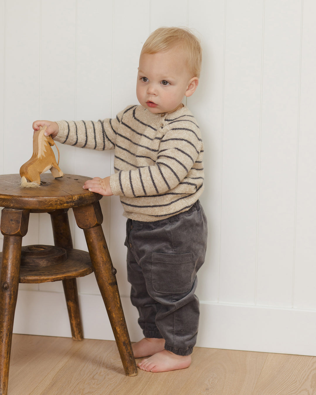 Child wearing indigo lucas pant by Quincy Mae