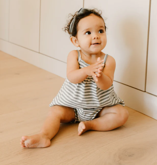 Sea Green Stripe Smocked Tank and Bloomer Set by Quincy Mae