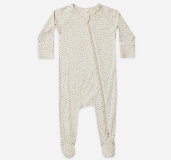 Speckles Bamboo Zip Footie by Quincy Mae
