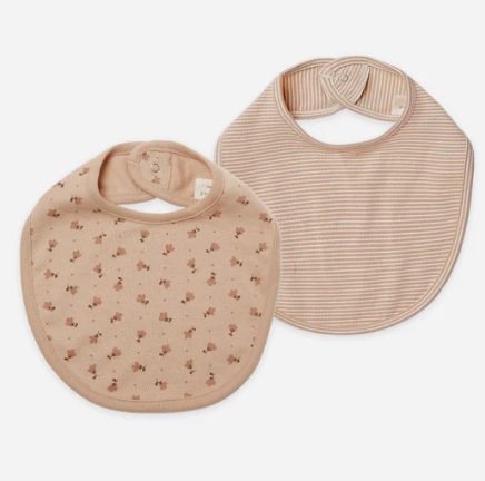 Tulip and Apricot Stripe Bib Set  by Quincy Mae