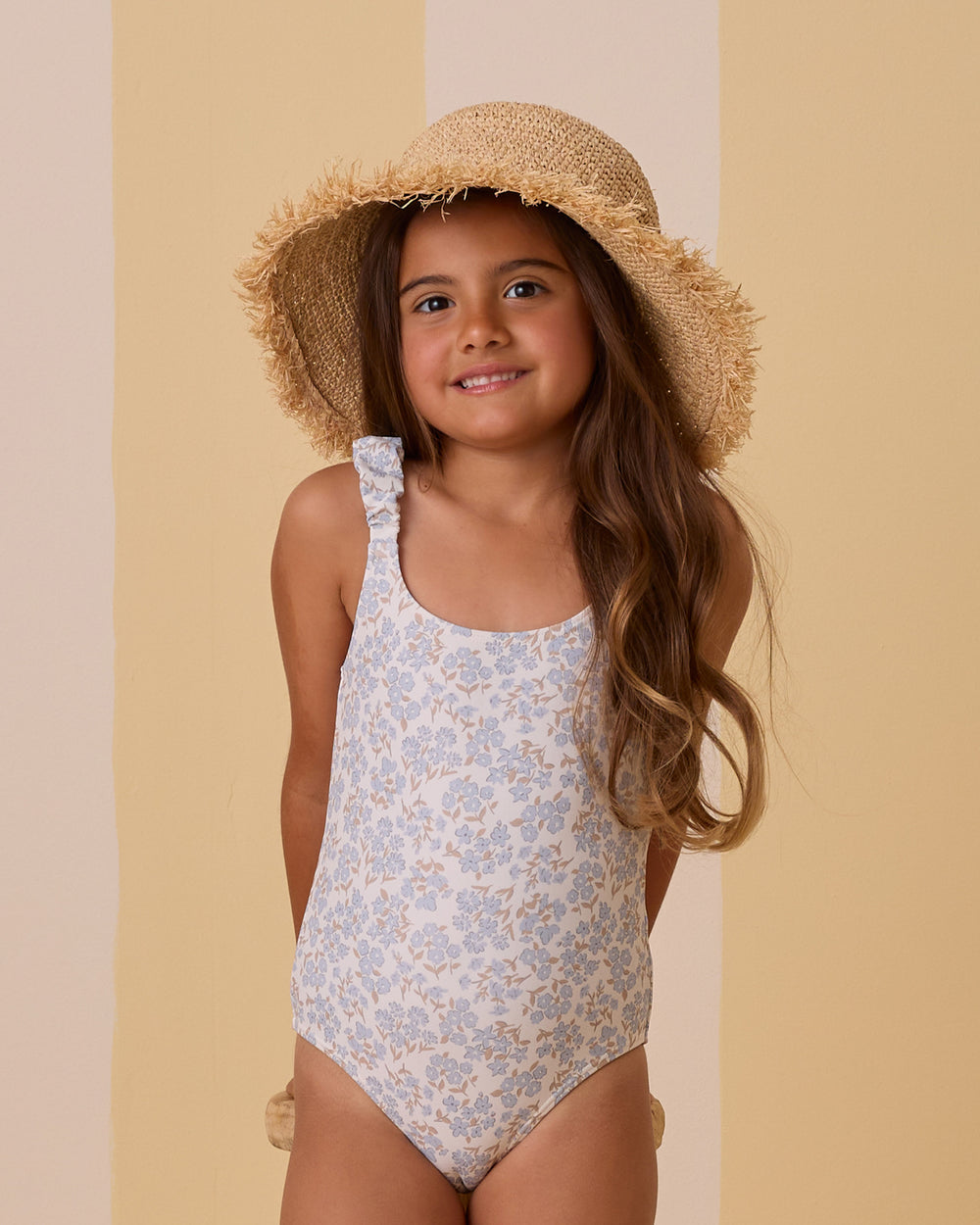 Blue Ditsy One-Piece Swimsuit by Rylee and Cru