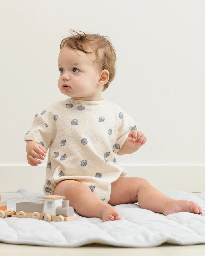  Relaxed Short Sleeve Bubble Romper - Blueberries by Quincy Mae 