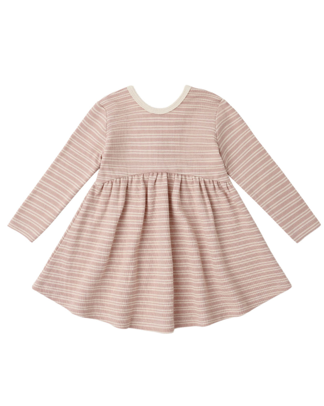 Ribbed Long Sleeve Dress - Dusty Rose Microstripe by Quincy Ma