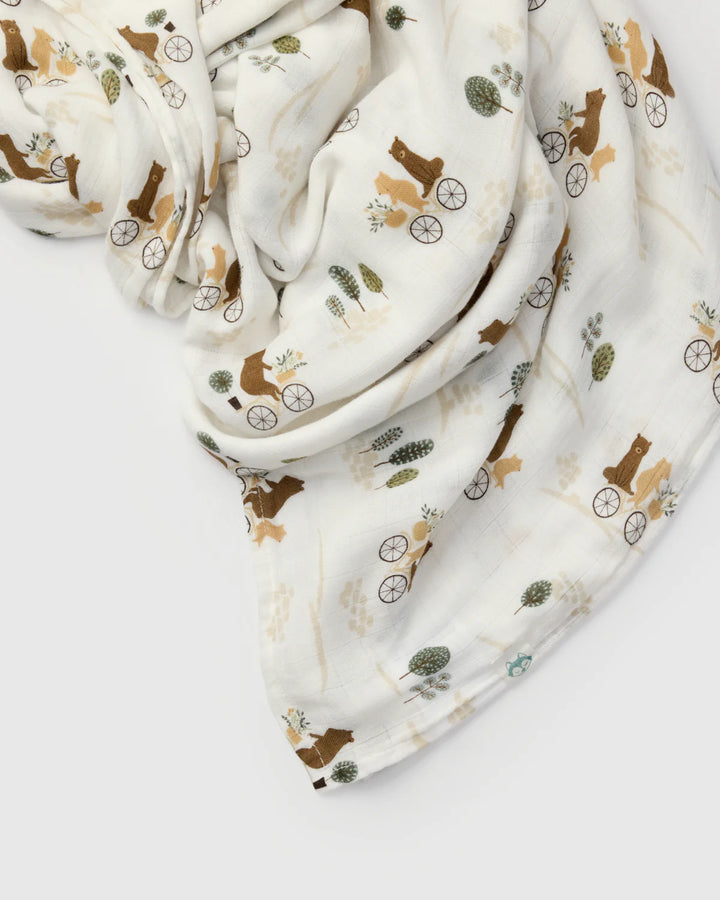 Muslin Swaddle - Bears on Bikes