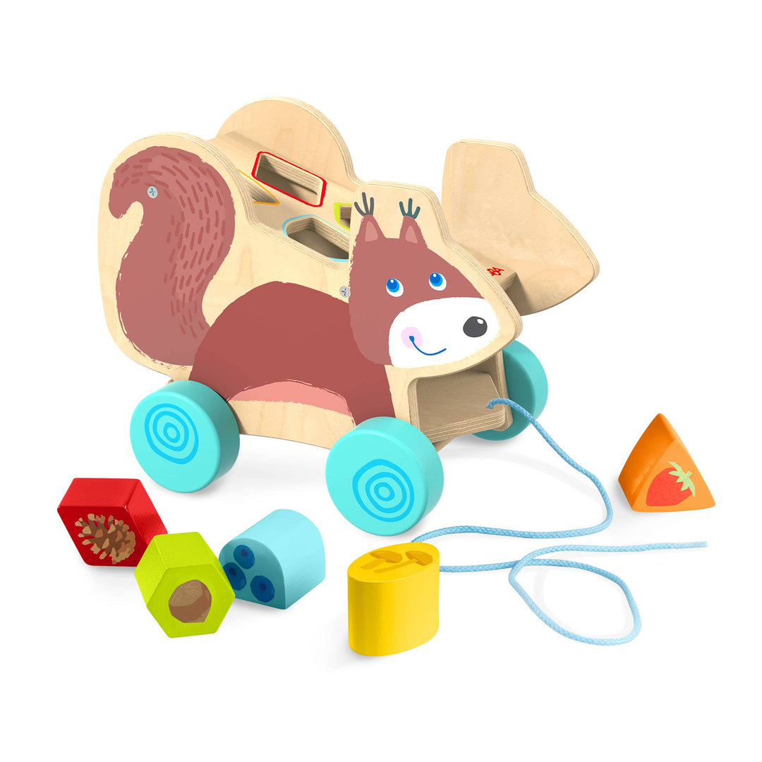 Squirrel Pull-Along Toy & Sorting Box 