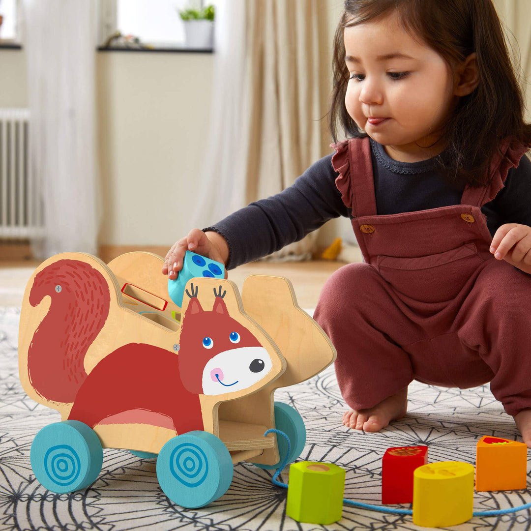 Squirrel Pull-Along Toy & Sorting Box 