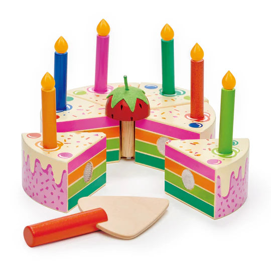 Rainbow Birthday Cake Wood Toy by Tender Leaf