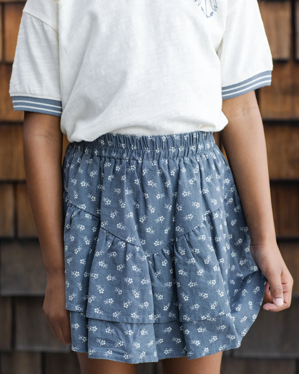 Tiered Mini Skirt - Heart Ditsy by Rylee + Cru