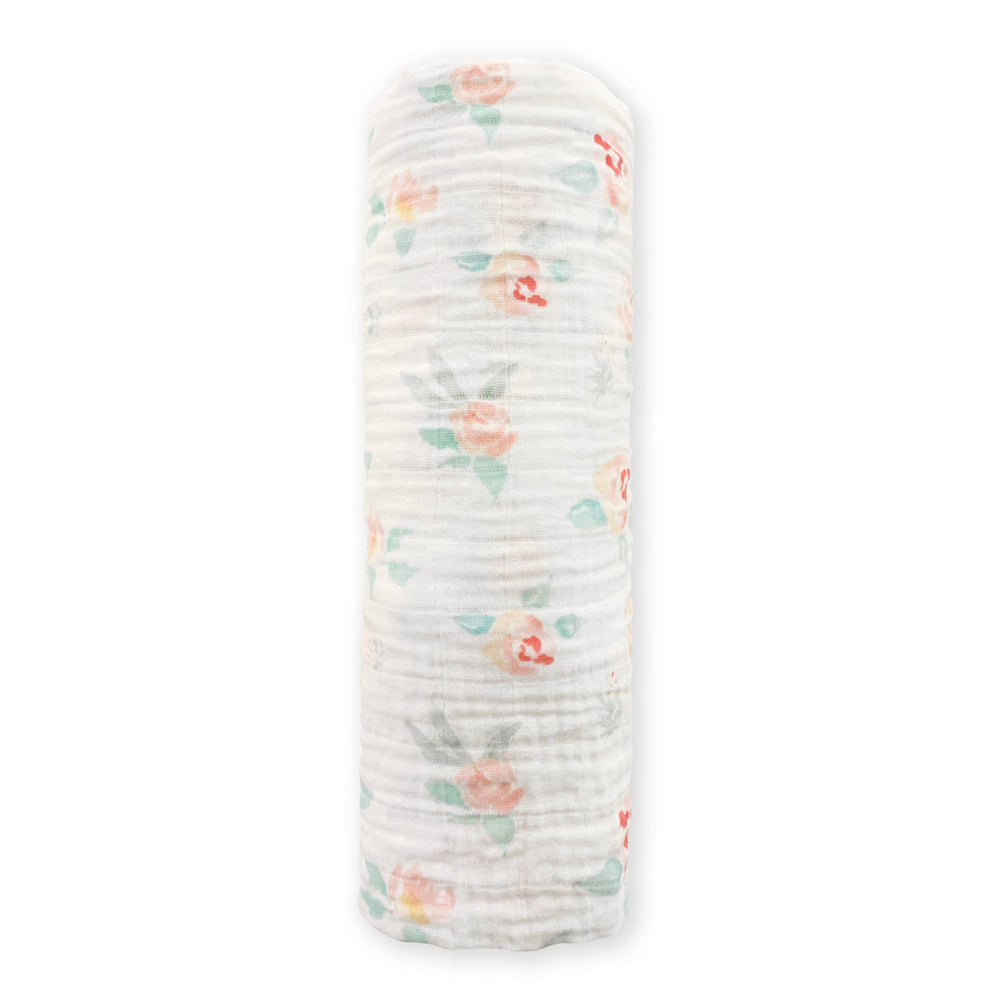 Watercolor Floral Muslin Swaddle Blanket