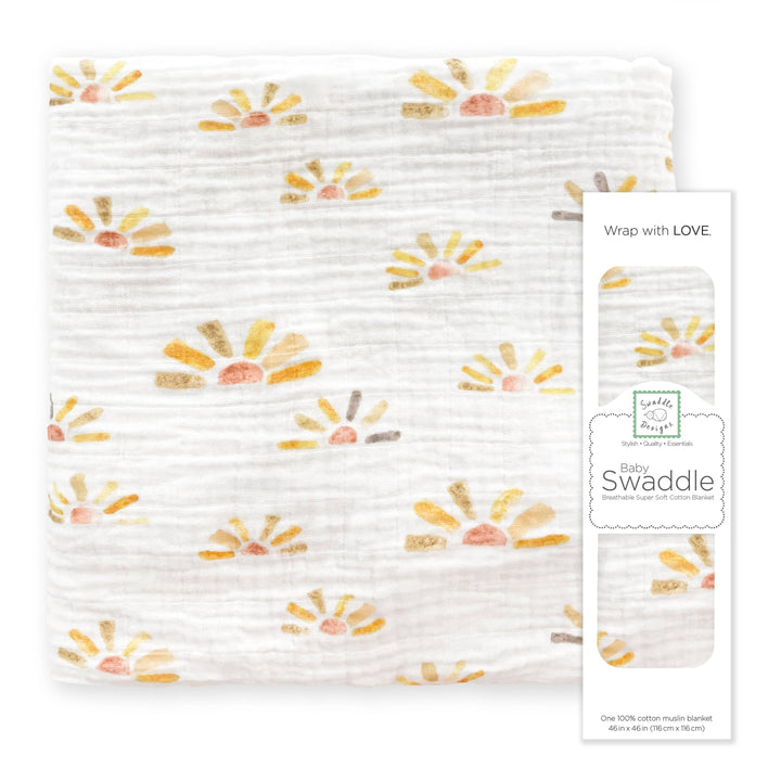 Watercolor Sun Muslin Swaddle Blanket