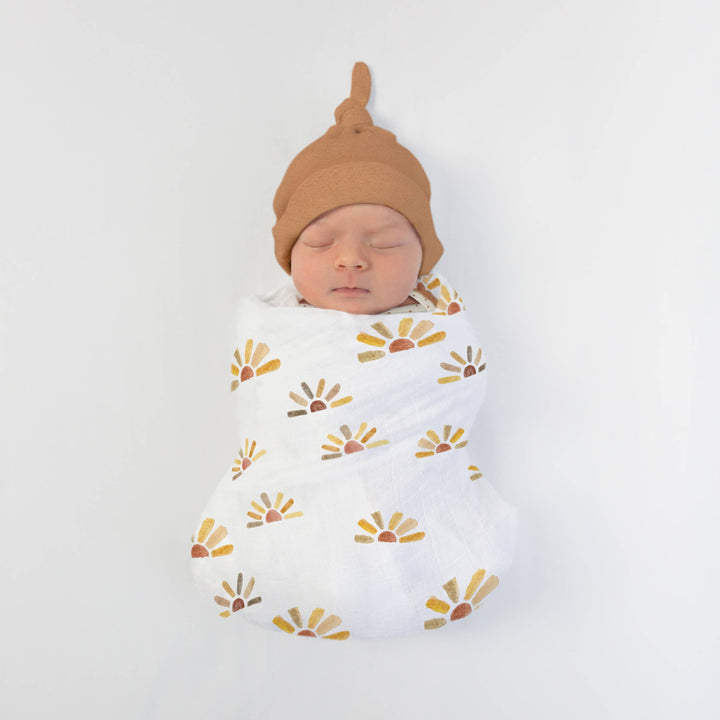 Watercolor Sun Muslin Swaddle Blanket