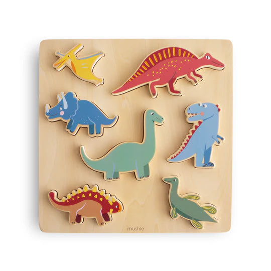 Wooden Dino Puzzle by Mushie