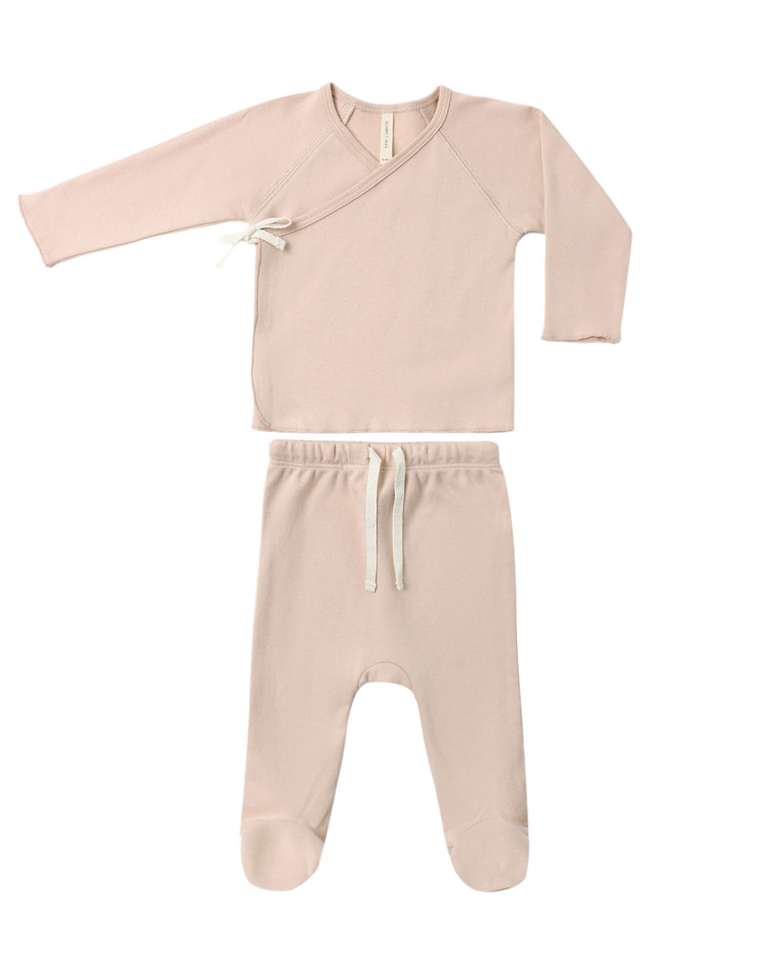 Wrap Top & Footed Pant Set Dusty Rose by Quincy Mae