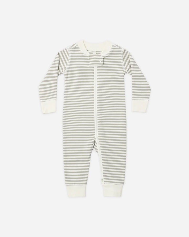 Zip Long Sleeve Sleeper Laurel Stripe by Quincy Mae