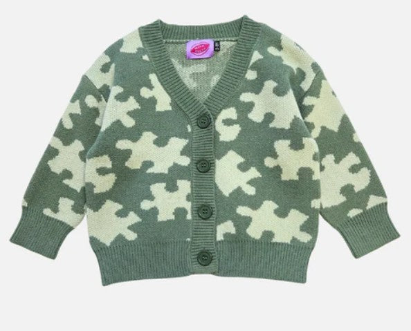 Green Puzzle Cardigan