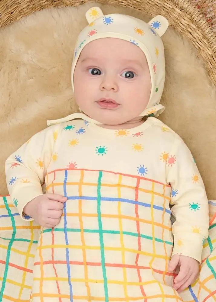  Rainbow Sunshine Baby Bonnet by The Bonnie Mob 