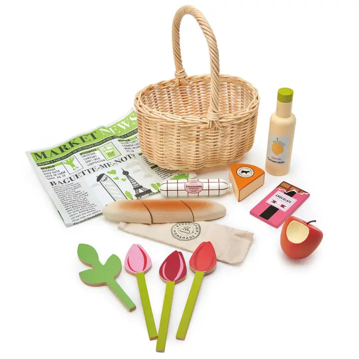  Wicker Shopping Basket Wood Toy by Tender Leaf Toys 