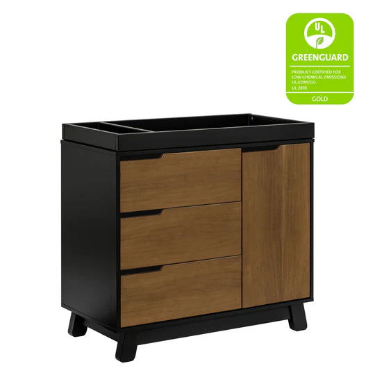 Hudson 3-Drawer Changer Dresser with Removable Changing Tray Black/Natural Walnut Hudson 3-Drawer Changer Dresser with Removable Changing Tray Black/Natural Walnut