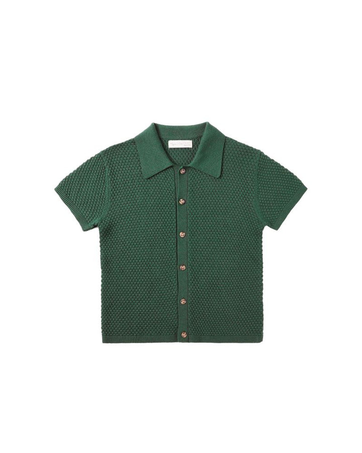 Aiden Polo by Rylee + Cru | Green Cotton Blend Textured Polo
