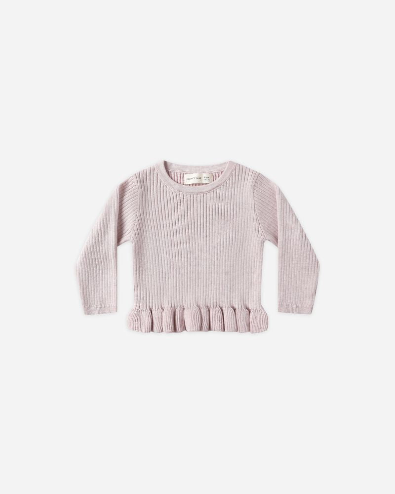 Rib Knit Peplum Top - Lilac by Quincy Mae