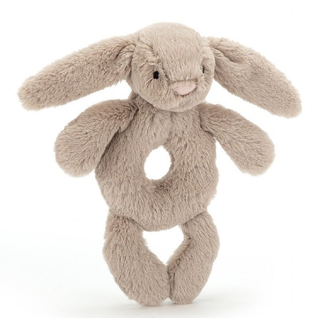 Bashful Beige Bunny Ring Rattle - Babesta