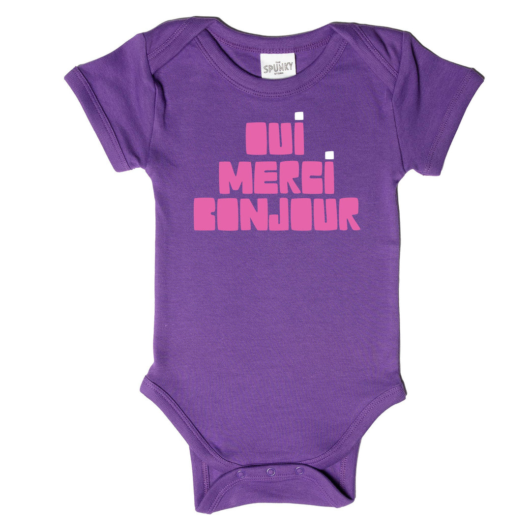 Oui Merci Bonjour Onesie by Spunky Stork