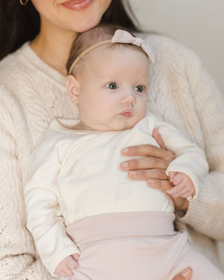 Side Snap Bodysuit + Pant Set - Snow Owls by Quincy Mae