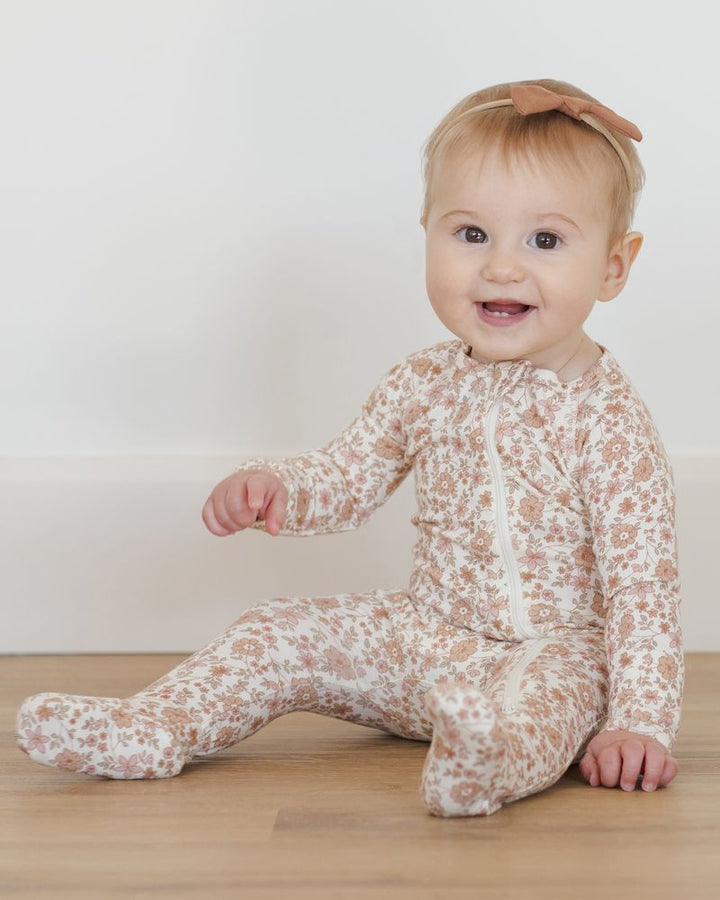 Bamboo Zip Footie - Bloom - Babesta