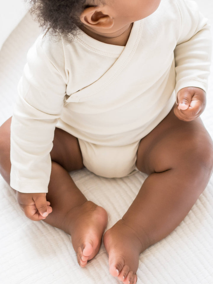 Organic Long Sleeve Kimono Bodysuit - Natural - Babesta