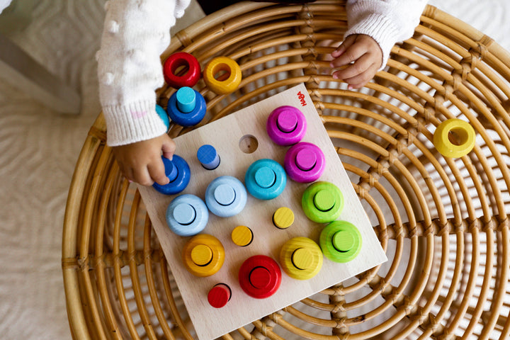 Rainbow Whirls Wooden Sorting Game