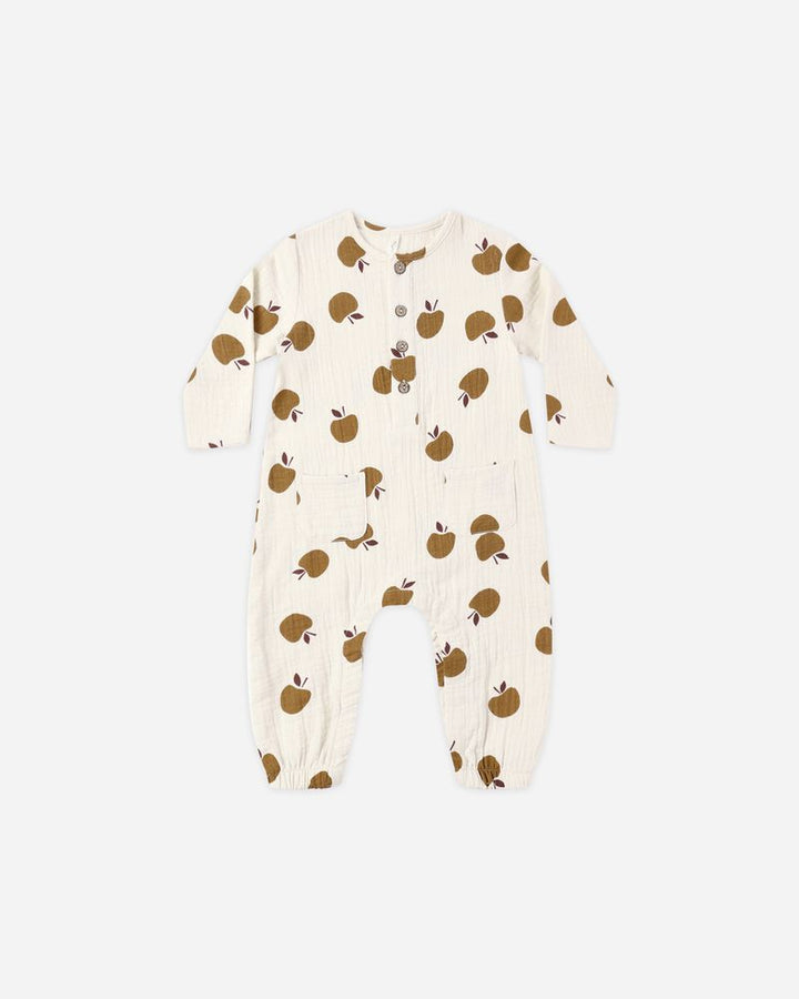 Long Sleeve Woven Jumpsuit - Golden Apples - Babesta