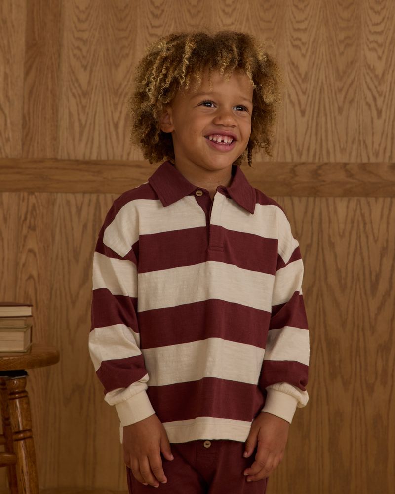 Rugby Polo - Burgundy Stripe - Babesta