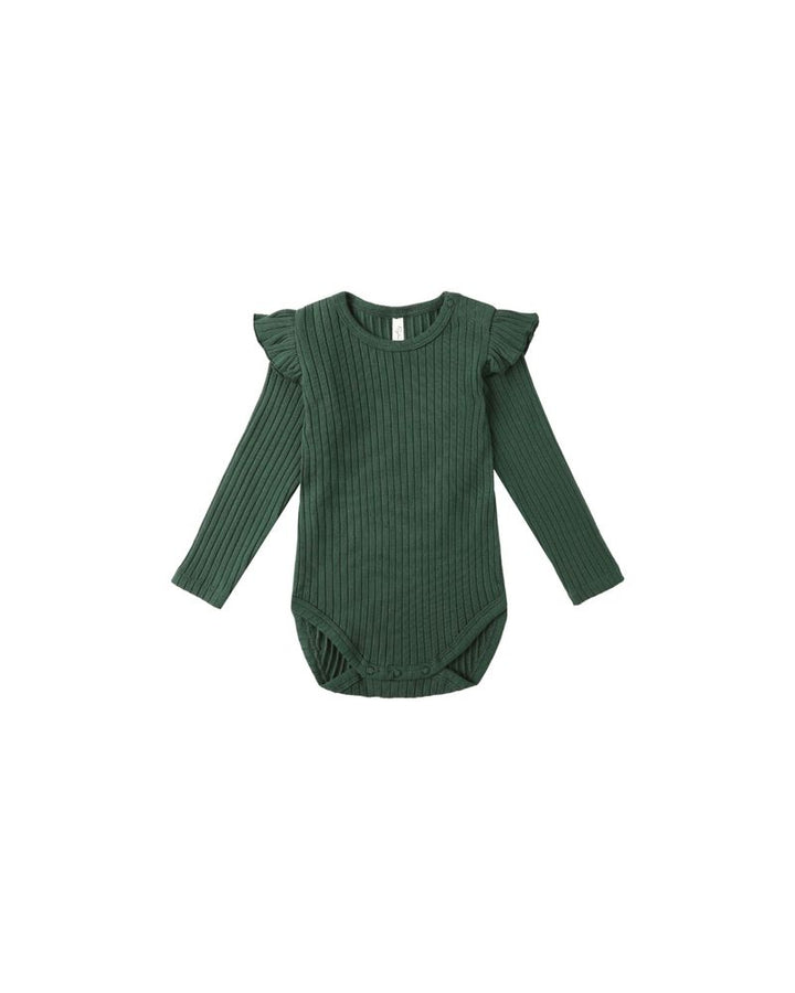 Shoulder Ruffle Bodysuit - Green by Rylee + Cru