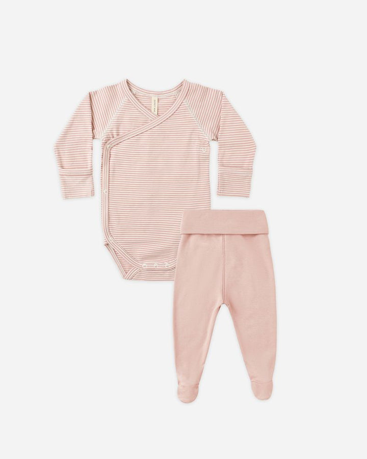 Side Snap Bodysuit + Pant Set - Rose - Babesta
