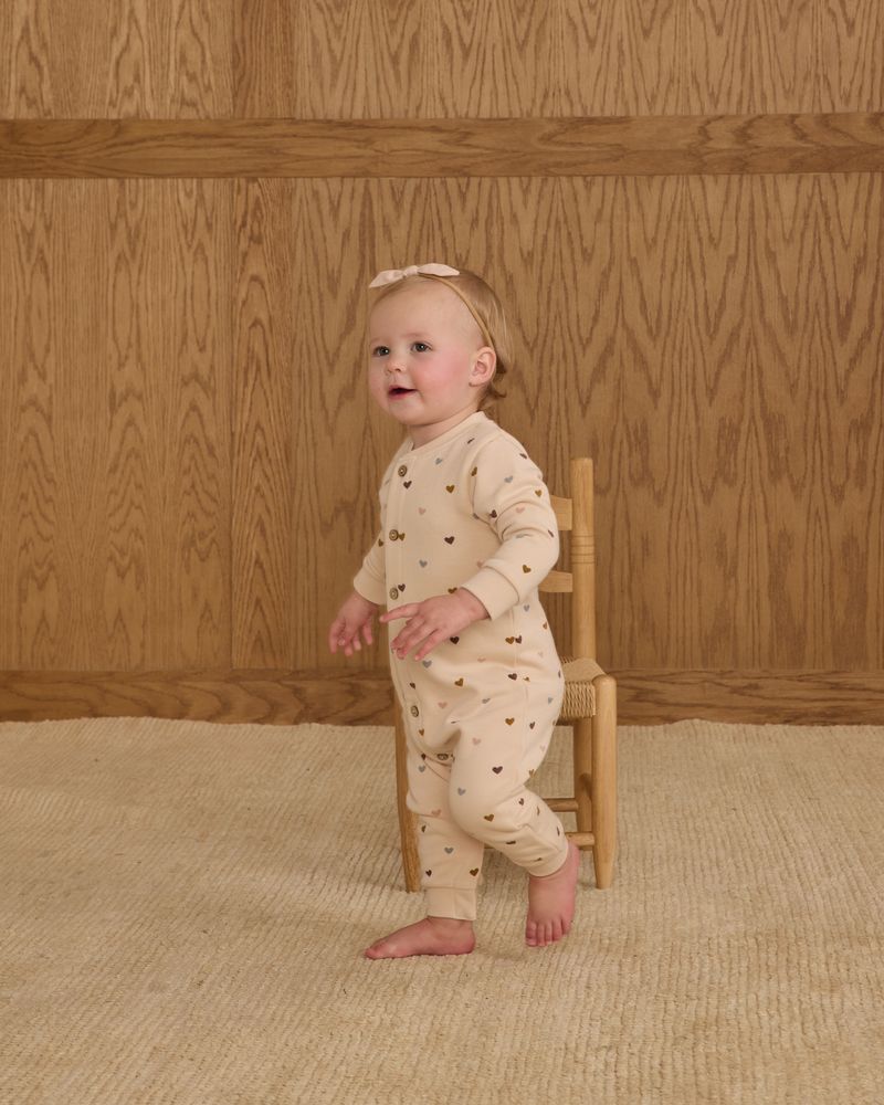 Button Down Jumpsuit - Hearts