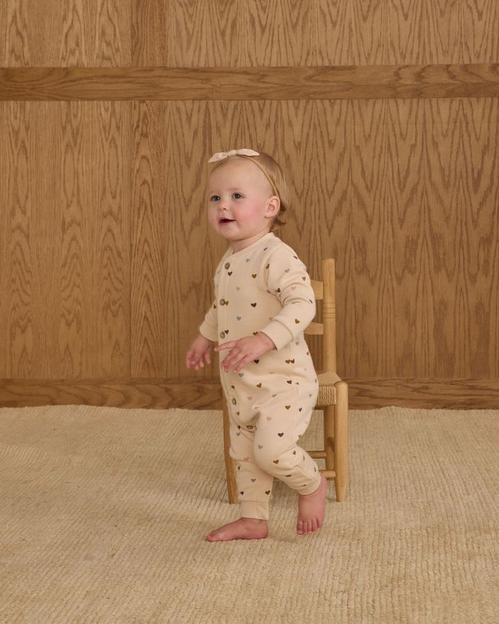 Button Down Jumpsuit - Hearts