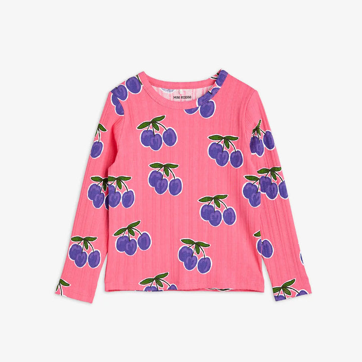 Plum AOP LS Pink Tee by Mini Rodini